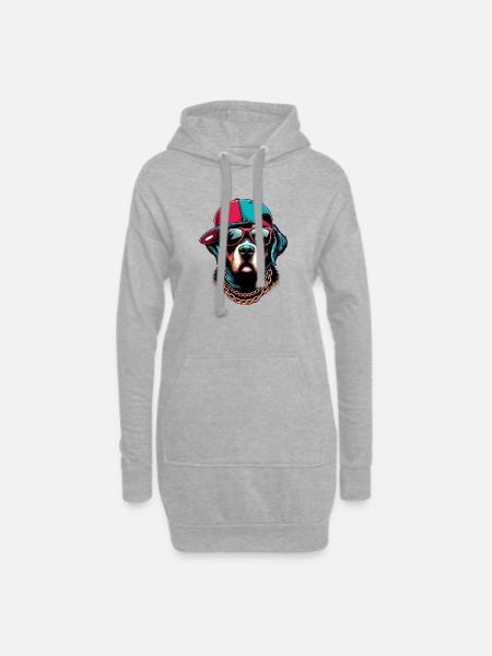 Dog - Hoodie Dress - heather grey