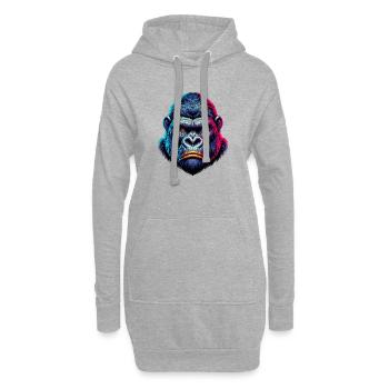 Gorille - Sweat-shirt à capuche long Femme - gris chiné - Devant