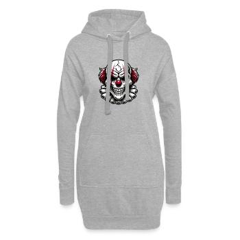 Clown effrayant maléfique Horreur Crâne Design - Sweat-shirt à capuche long Femme - gris chiné - Devant