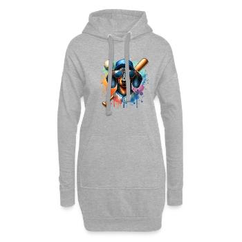 Teckel Teckel Chien Joueur De Baseball Sports - Sweat-shirt à capuche long Femme - gris chiné - Devant