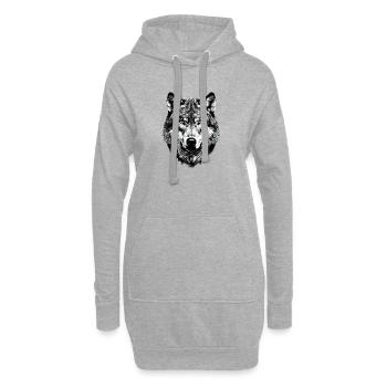 Loup Motif Loups Wolf Pack Gris Wolfhound Wolf - Sweat-shirt à capuche long Femme - gris chiné - Devant