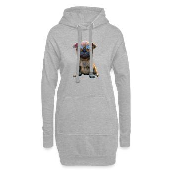 Mops Beige Hunde Liebe Carlin Kleiner Süßer Mops - Hoodie-Kleid - Grau meliert - Vorne
