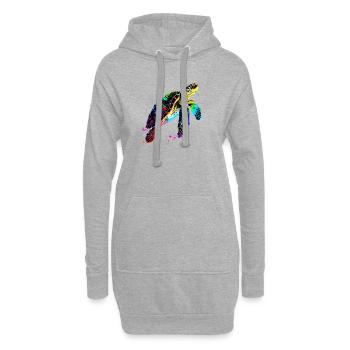 tortue coloré popart reptile mignon tortues - Sweat-shirt à capuche long Femme - gris chiné - Devant