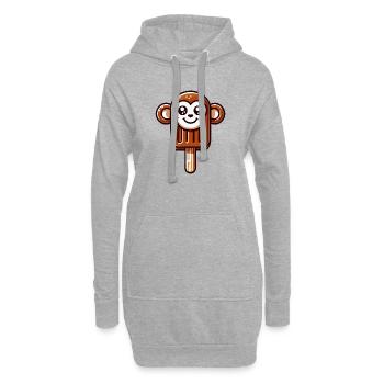 Une glace en forme de singe souriant - Sweat-shirt à capuche long Femme - gris chiné - Devant