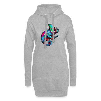 Caméléon - Sweat-shirt à capuche long Femme - gris chiné - Devant