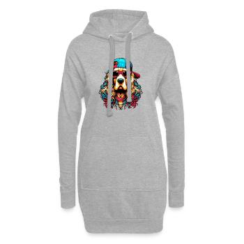 Chien - Sweat-shirt à capuche long Femme - gris chiné - Devant