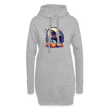 Magisches Halloween Pferd Mädchen Abenteuer - Hoodie-Kleid - Grau meliert - Vorne