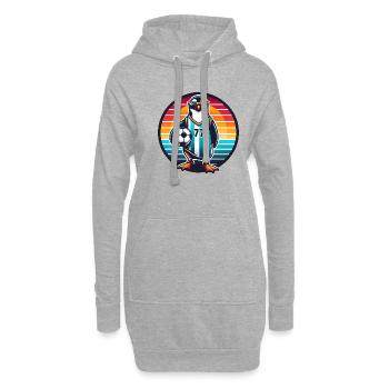 Fan de joueur de football pingouin rétro - Sweat-shirt à capuche long Femme - gris chiné - Devant