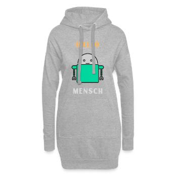 Hallo Mensch - Roboter Begrüßung - Hoodie-Kleid - Grau meliert - Vorne