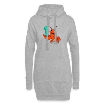 Zahl 1 Nummer Eins - Hummer Motiv - Hoodie-Kleid - Grau meliert - Vorne