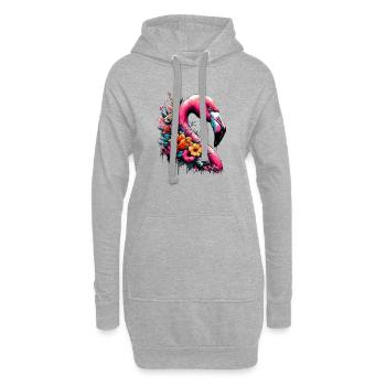 Flamant - Sweat-shirt à capuche long Femme - gris chiné - Devant