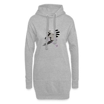 niedlicher Skifahrer-Waschbär–Spaßig und dynamisch - Hoodie-Kleid - Grau meliert - Vorne