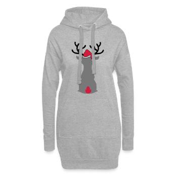 Orignal avec chapeau de Noël - Sweat-shirt à capuche long Femme - gris chiné - Devant