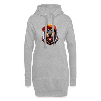 Chien - Sweat-shirt à capuche long Femme - gris chiné - Devant