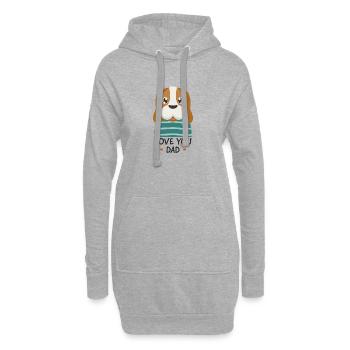 Hund - Hab dich lieb Papa - Hoodie-Kleid - Grau meliert - Vorne