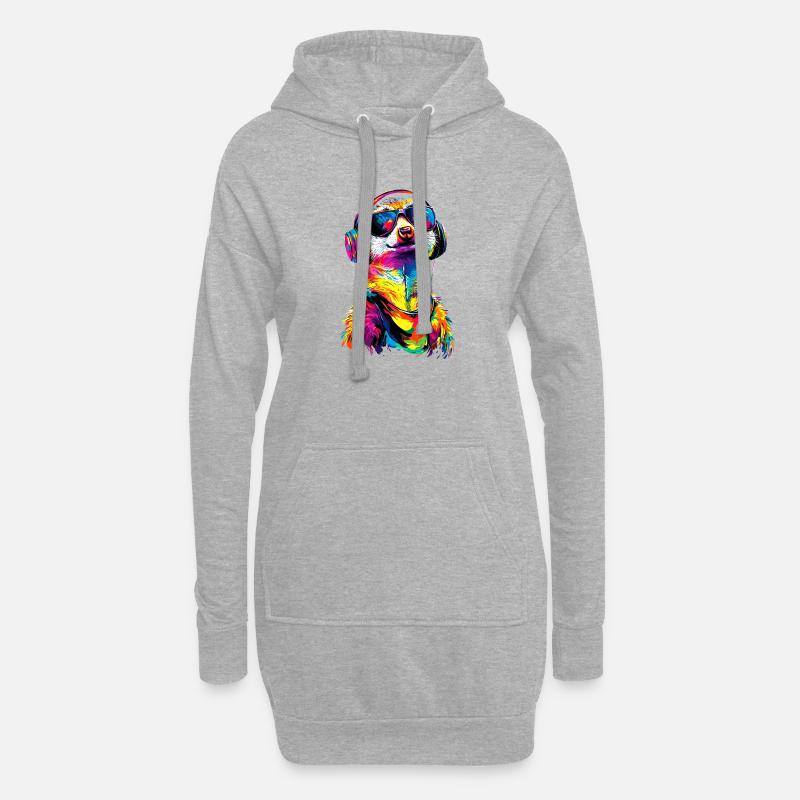 Erdmännchen Sonnenbrille Bunt Süßes Erdmännchen - Hoodie-Kleid - Grau meliert