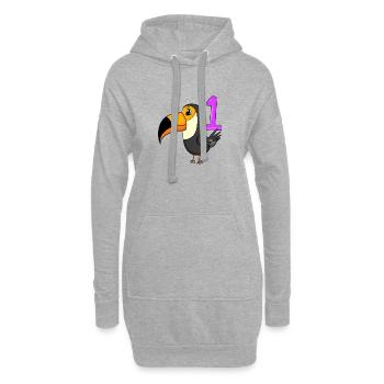 Zahl 1 Nummer Eins - Tukane Vogel Motiv - Hoodie-Kleid - Grau meliert - Vorne