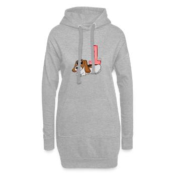 Zahl 1 Nummer Eins - Hund Motiv - Hoodie-Kleid - Grau meliert - Vorne