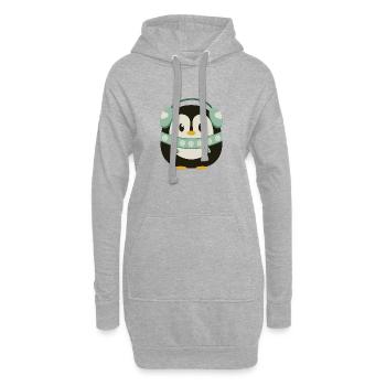 Pingouin mignon avec cache-oreilles en mode hiver - Sweat-shirt à capuche long Femme - gris chiné - Devant