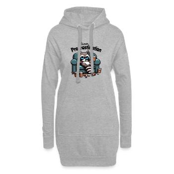 Queen of Procrastination – Waschbär am Sofa - Hoodie-Kleid - Grau meliert - Vorne