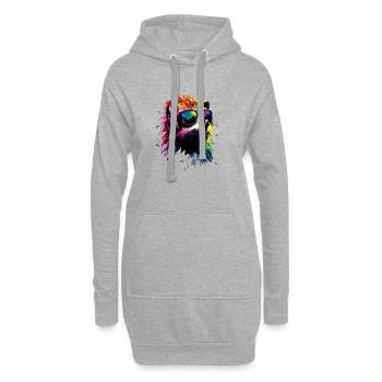 Igel Popart Kopfhörer Sonnenbrille Bunt Süßer Igel - Hoodie-Kleid - Grau meliert - Vorne