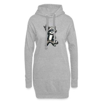 Waschbär mit Rock Pose Raccoon Rock Musik Musiker - Hoodie-Kleid - Grau meliert - Vorne