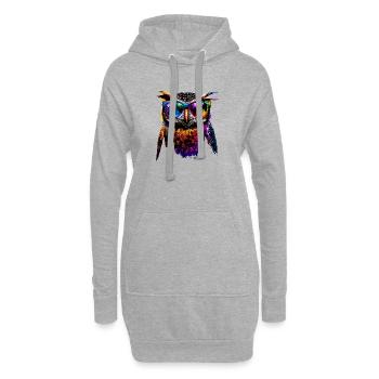 Eule Bunt Regenbogen Farben Kauz Uhu Owl Eulen - Hoodie-Kleid - Grau meliert - Vorne