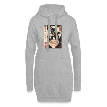 Lustige Katze Isst Ramen Anime Japanische Kawaii Kunst - Hoodie-Kleid - Grau meliert - Vorne