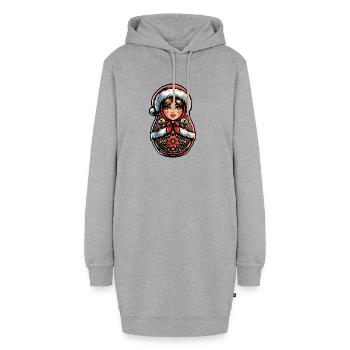 Matriochka russe Noël Russie - Sweat-shirt à capuche long Femme - gris chiné - Devant