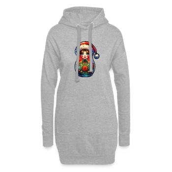 Matriochka russe Noël Russie - Sweat-shirt à capuche long Femme - gris chiné - Devant