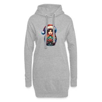 Matriochka russe Noël Russie - Sweat-shirt à capuche long Femme - gris chiné - Devant