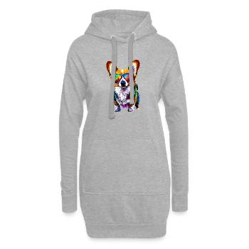 Corgi Welsh Corgi Cardigan Chien Mignon Welsh Corgi - Sweat-shirt à capuche long Femme - gris chiné - Devant