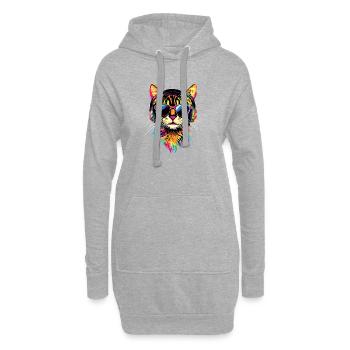 Bengal Katze Leopard Cat Leopardette Bengal Katzen - Hoodie-Kleid - Grau meliert - Vorne