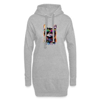 Bengal Katze Leopard Cat Leopardette Bengal Katzen - Hoodie-Kleid - Grau meliert - Vorne