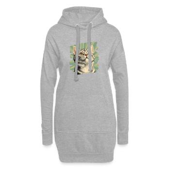 Chat British Shorthair Retro - Sweat-shirt à capuche long Femme - gris chiné - Devant