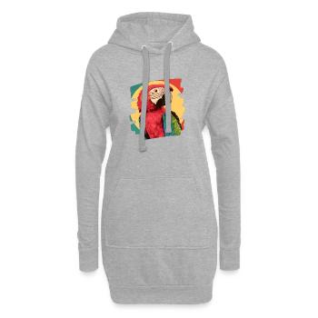 Perroquet Rétro - Sweat-shirt à capuche long Femme - gris chiné - Devant