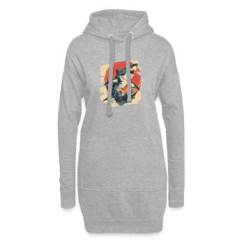 Requin rétro - Sweat-shirt à capuche long Femme - gris chiné - Devant