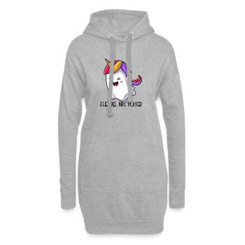 Flexible NPC Player – Bunter Einhorn Geist - Hoodie-Kleid - Grau meliert - Vorne