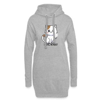 J’adore lundi – Dessin animé de chat espiègle - Sweat-shirt à capuche long Femme - gris chiné - Devant