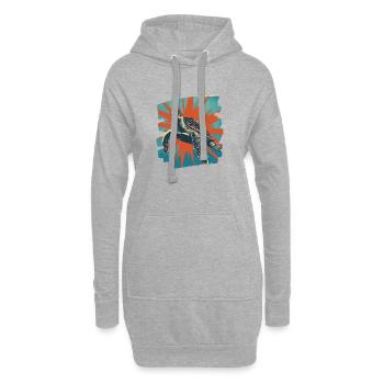 Tortue de mer rétro - Sweat-shirt à capuche long Femme - gris chiné - Devant