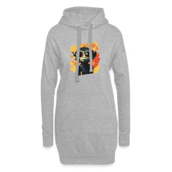 Singe araignée rétro - Sweat-shirt à capuche long Femme - gris chiné - Devant