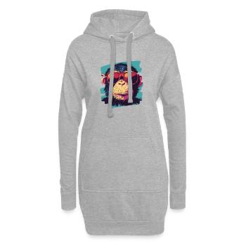 Singe Rétro - Sweat-shirt à capuche long Femme - gris chiné - Devant