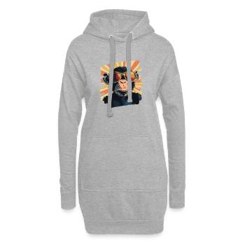 Singe Rétro - Sweat-shirt à capuche long Femme - gris chiné - Devant