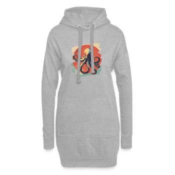 Pieuvre Octopus Rétro - Sweat-shirt à capuche long Femme - gris chiné - Devant
