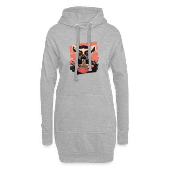 Lemur Ramen Retro - Hoodie-Kleid - Grau meliert - Vorne
