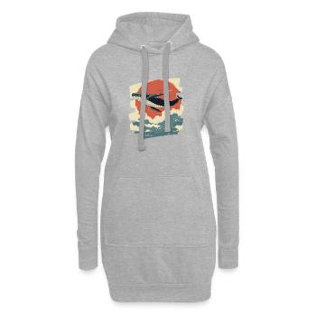 Baleine Rétro - Sweat-shirt à capuche long Femme - gris chiné - Devant
