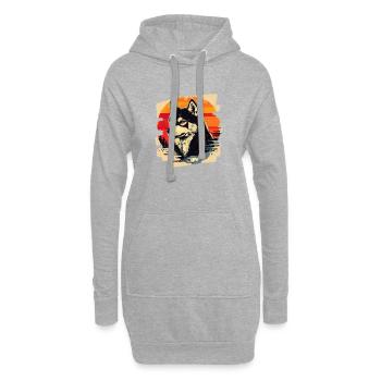Rauque - Sweat-shirt à capuche long Femme - gris chiné - Devant