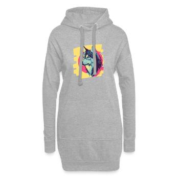 Rauque - Sweat-shirt à capuche long Femme - gris chiné - Devant