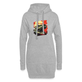 Crocodile Rétro - Sweat-shirt à capuche long Femme - gris chiné - Devant