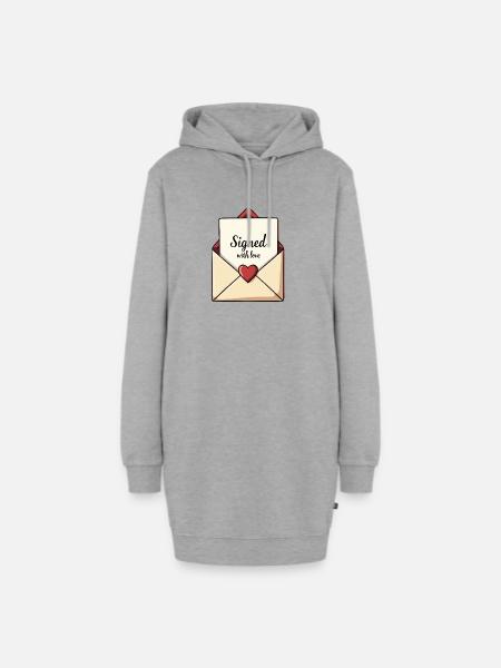 Mit Liebe Unterschriebener Brief - Hoodie-Kleid - Grau meliert